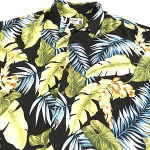 Iolani Hawaiian Aloha Palm Fronds Camp Shirt Made In Hawaii VTG